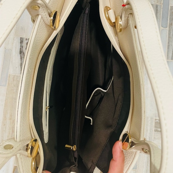 Elegant Cream Concorde Handbag pebbled  faux leather purse - Picture 5 of 16